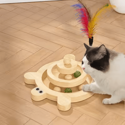 Jouet en Bois - SpinningCatToy™ - Grenouille - Sky le Chat